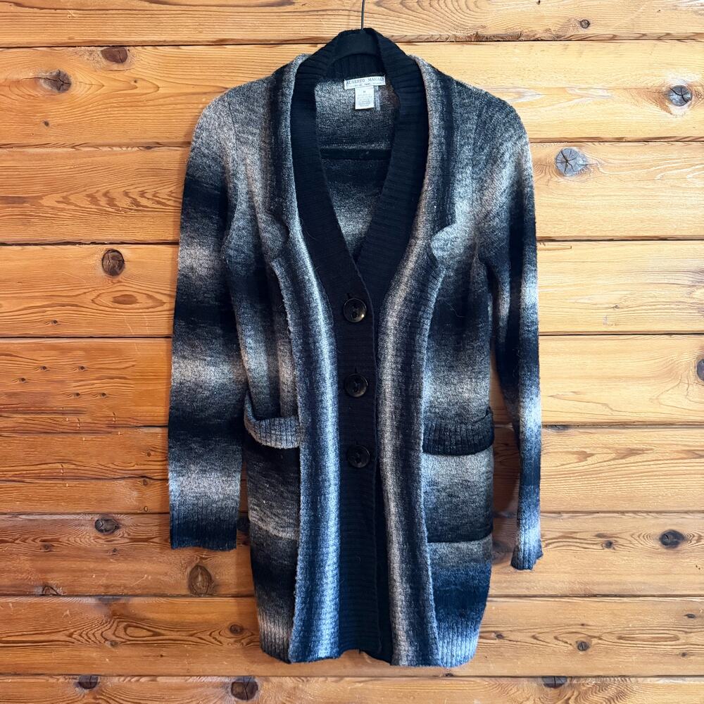 Alberto Makali Black/Grey Cardigan Button Medium